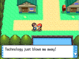 L'uomo della tecnologia in Pokémon Diamante, che dice "Technology just blows me away!"